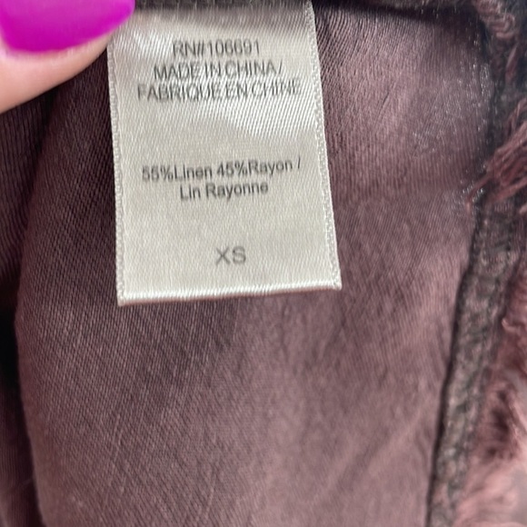 Young fabulous & broke brown tank linen blend raw edge button closure sz xs NWT - Picture 8 of 12